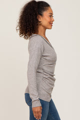 Heather Grey Brushed Ribbed Long Sleeve Top