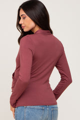 Burgundy Long Sleeve Wrap Maternity Nursing Top