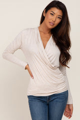 Oatmeal Long Sleeve Wrap Maternity Nursing Top