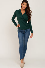 Green Long Sleeve Wrap Nursing Top