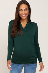 Green Long Sleeve Wrap Maternity Nursing Top