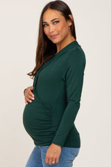 Green Long Sleeve Wrap Maternity Nursing Top