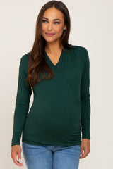 Green Long Sleeve Wrap Maternity Nursing Top