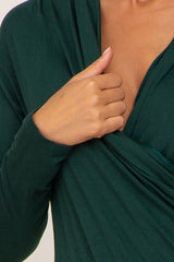 Green Long Sleeve Wrap Nursing Top