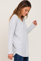 Heather Grey Ribbed Speckled Long Sleeve Top