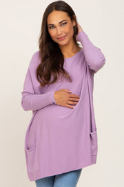 Light Mauve Pocketed Dolman Sleeve Maternity Top