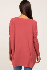 Dark Pink Pocketed Dolman Maternity Top