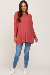 Dark Pink Pocketed Dolman Maternity Top