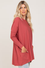 Dark Pink Pocketed Dolman Top