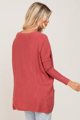 Dark Pink Pocketed Dolman Top