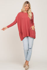 Dark Pink Pocketed Dolman Top