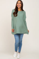 Light Olive Pocketed Dolman Maternity Top