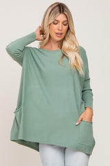 Light Olive Pocketed Dolman Maternity Top