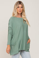 Light Olive Pocketed Dolman Top