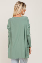 Light Olive Pocketed Dolman Top