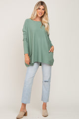 Light Olive Pocketed Dolman Top