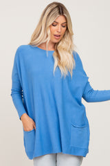 Aqua Pocketed Dolman Top