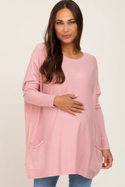 Pink Pocketed Dolman Maternity Top