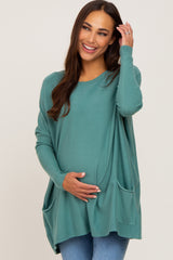 Light Teal Pocketed Dolman Maternity Top