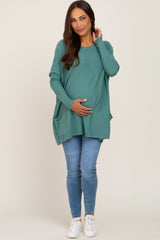 Light Teal Pocketed Dolman Maternity Top