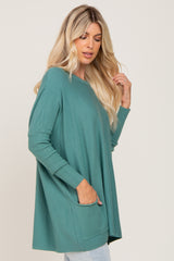 Light Teal Pocketed Dolman Top