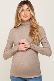 Mocha Mock Neck Maternity Knit Top