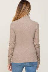 Mocha Mock Neck Maternity Knit Top