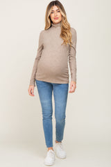 Mocha Mock Neck Maternity Knit Top