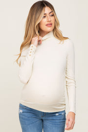 Cream Mock Neck Maternity Knit Top