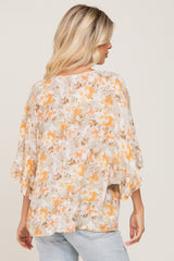 Sage Floral Short Ruffle Sleeve Blouse