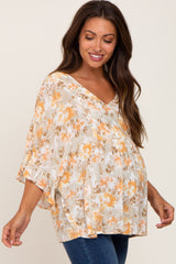 Sage Floral Short Ruffle Sleeve Maternity Blouse