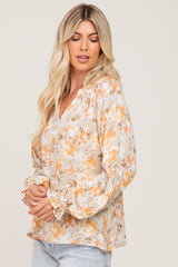 Sage Floral Long Sleeve Blouse