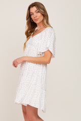 White Coral Floral Sweetheart Neckline Dress