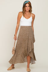 Olive Floral Ruffle Wrap Maternity Skirt