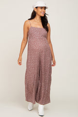 Rust Floral Sleeveless Back Tie Maternity Jumpsuit