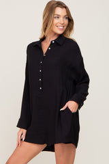 Black Collared Button Front Romper