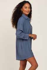 Blue Collared Button Front Romper