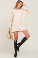 Ivory Collared Button Front Romper