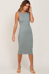 Sage Cable Knit Maternity Midi Dress