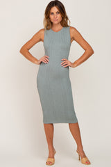 Sage Cable Knit Midi Dress