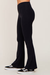 Black Crossover Waist Flare Leggings