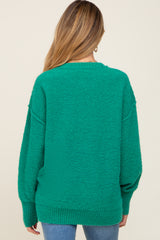 Green Fuzzy Knit Maternity Sweater