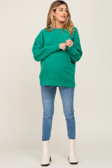 Green Fuzzy Knit Maternity Sweater