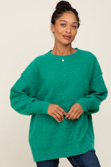 Green Fuzzy Knit Maternity Sweater