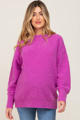 Magenta Fuzzy Knit Maternity Sweater