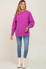 Magenta Fuzzy Knit Maternity Sweater