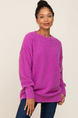 Magenta Fuzzy Knit Maternity Sweater