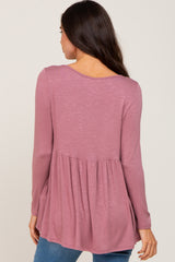 Mauve Scoop Neck Long Sleeve Maternity Top