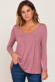 Mauve Scoop Neck Long Sleeve Top