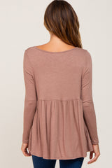 Mocha Scoop Neck Long Sleeve Top